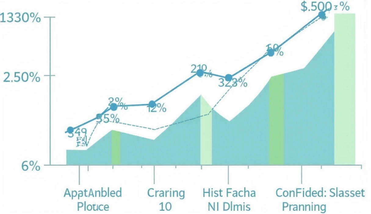 A detailed chart showing economic growth trends with upward arrows and financial data points, representing positive economic indicators.
