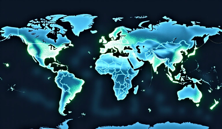 Global economy map with data points