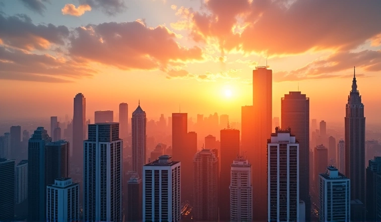 Real estate skyline with modern buildings